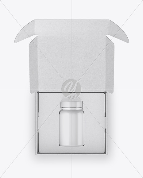 Opened Kraft Box with Pills Bottle Mockup