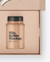 Opened Kraft Box with Pills Bottle Mockup