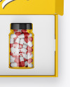 Opened Glossy Box with Pills Bottle Mockup