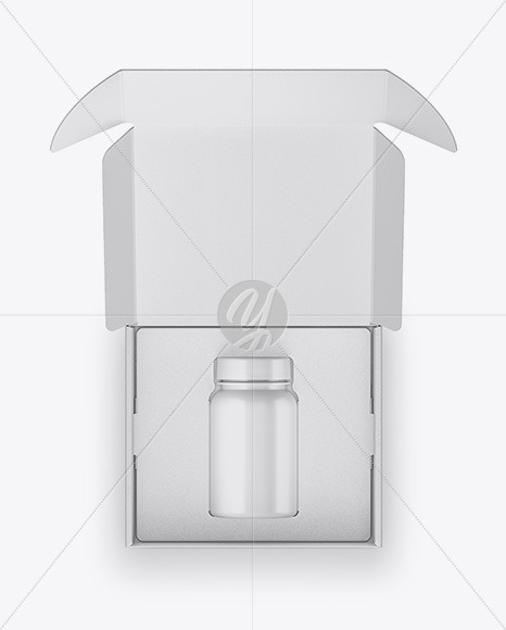 Opened Textured Box with Pills Bottle Mockup