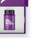 Opened Textured Box with Pills Bottle Mockup