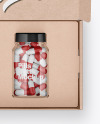 Opened Kraft Box with Pills Bottle Mockup