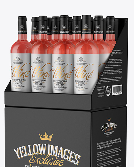 Stand with Pink Wine Bottles Mockup