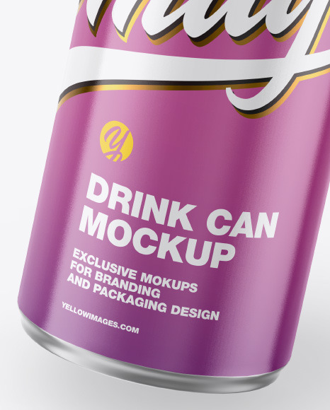 Metallic Drink Can w/ Glossy Finish Mockup