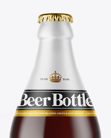 Clear Glass Bottle with Red Ale Mockup