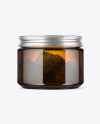 Amber Glass Jar with Weed Buds Mockup