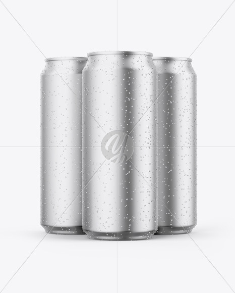 Three Matte Metallic Cans Mockup