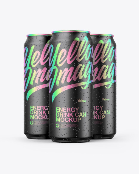 Three Matte Metallic Cans Mockup