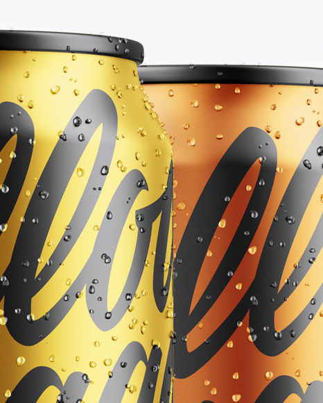 Three Matte Metallic Cans Mockup