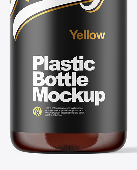 Amber Plastic Bottle Mockup