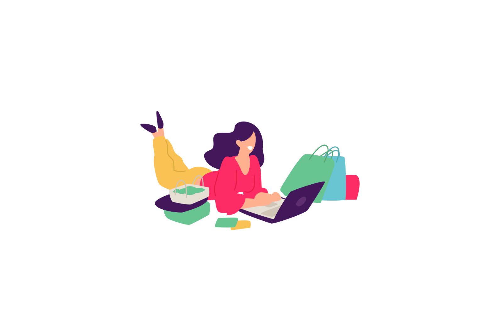 Illustrations of men and women with shopping Illustrations of men and women with shopping