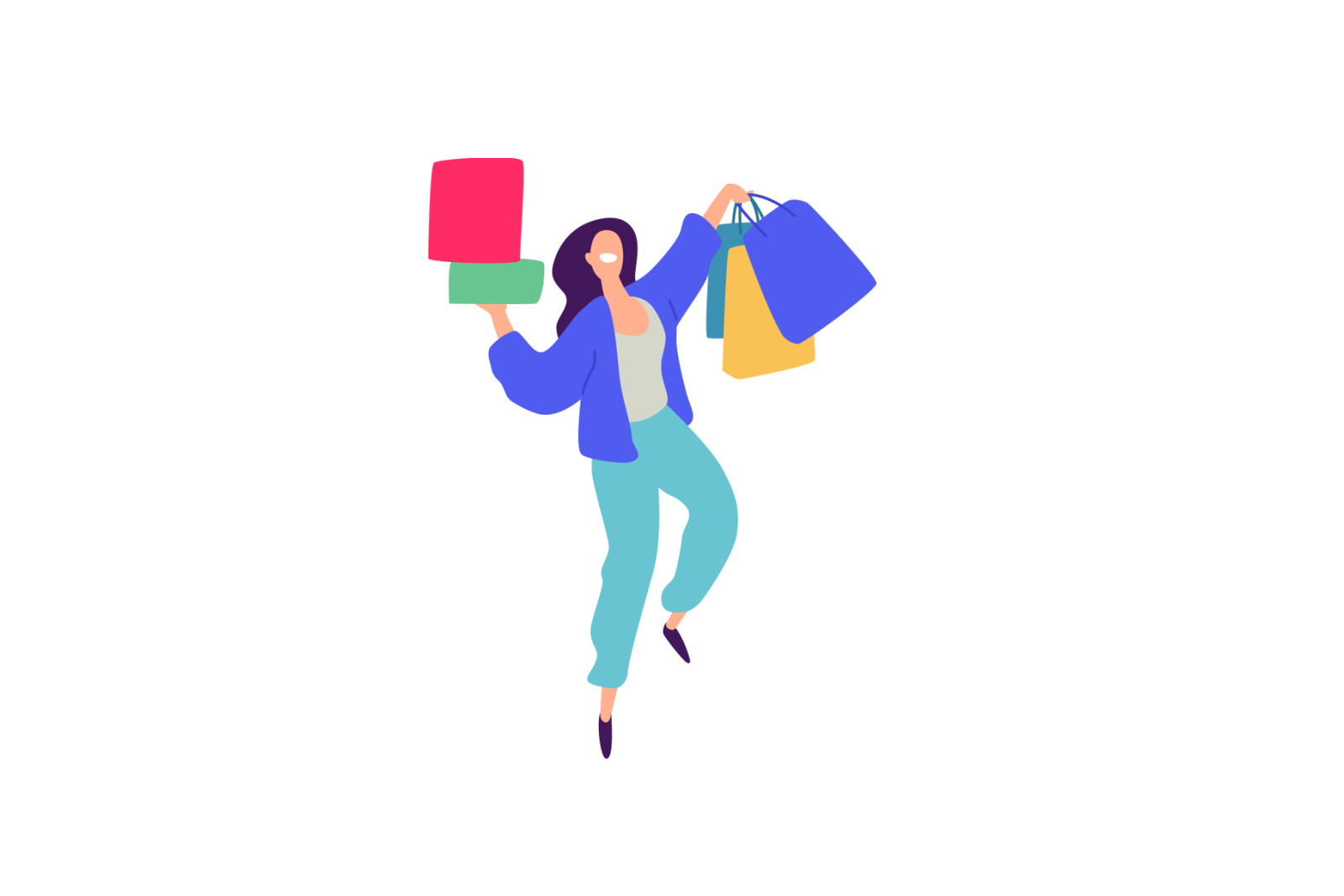 Illustrations of men and women with shopping Illustrations of men and women with shopping