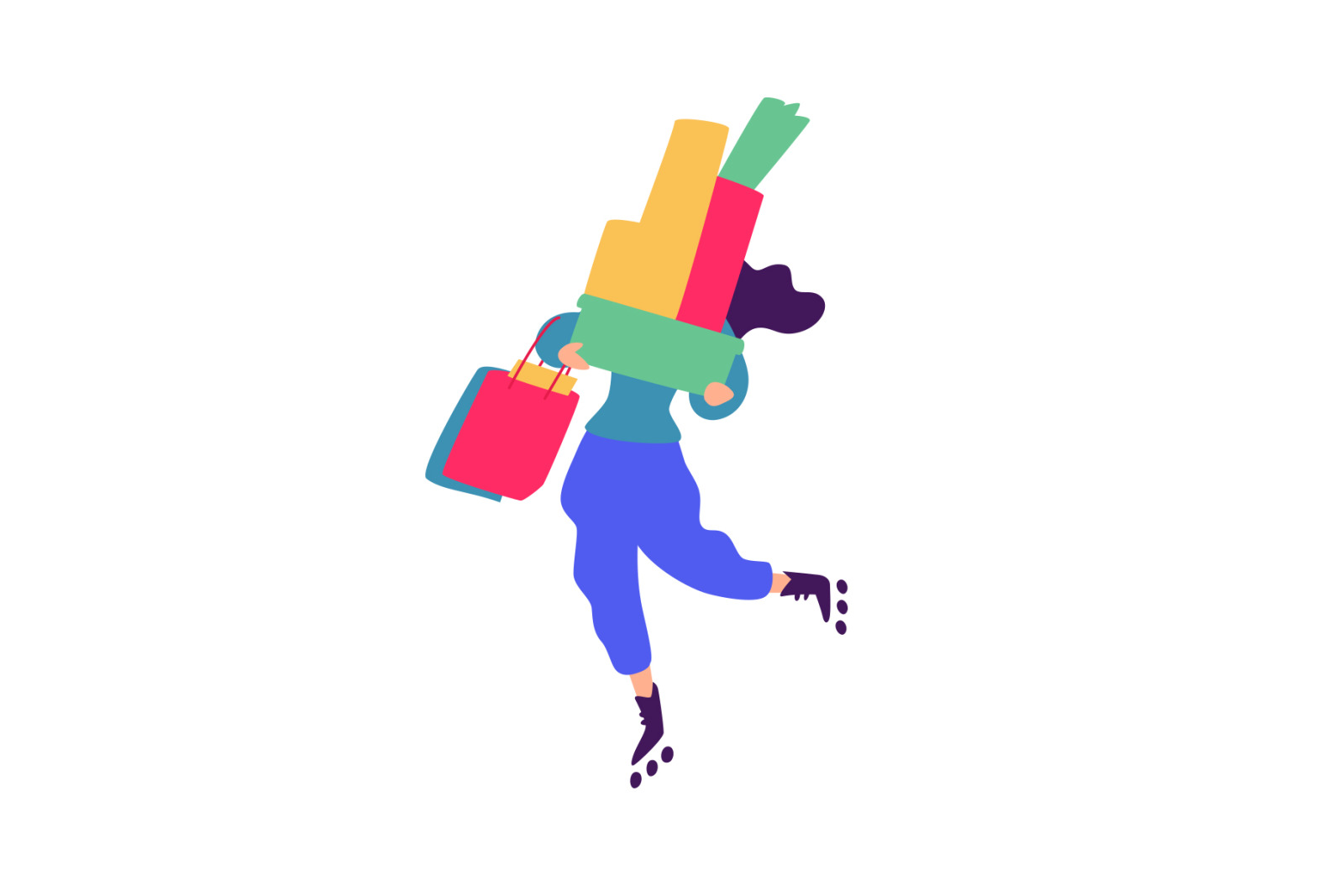 Illustrations of men and women with shopping Illustrations of men and women with shopping