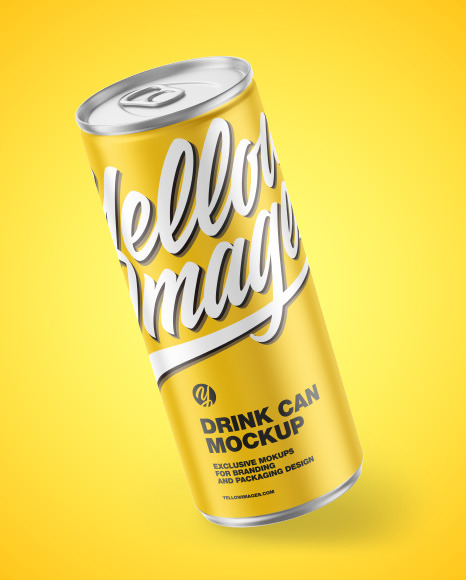 Metallic Drink Can w/ Matte Finish Mockup