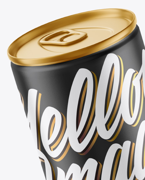 Metallic Drink Can w/ Matte Finish Mockup