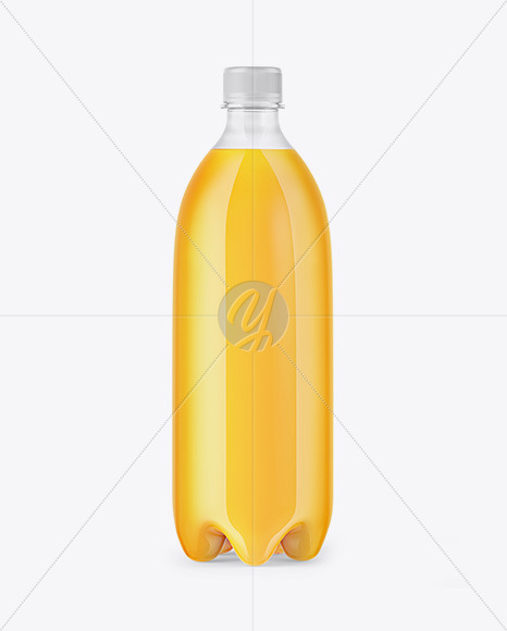 Clear PET Bottle with Orange Drink Mockup