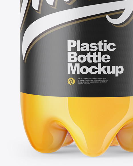 Clear PET Bottle with Orange Drink Mockup