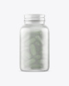 Frosted Glass Bottle With Pills Mockup