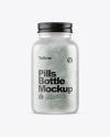 Frosted Glass Bottle With Pills Mockup