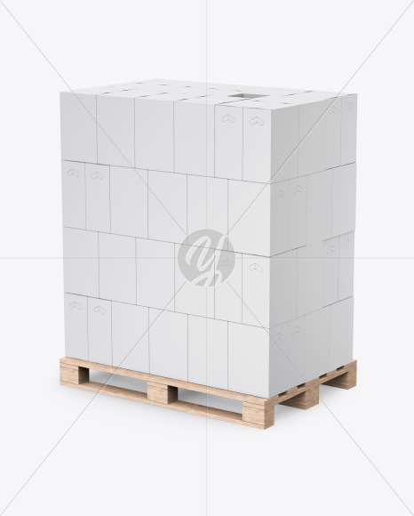 Wooden Pallet With Paper Boxes Mockup