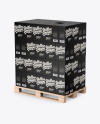 Wooden Pallet With Paper Boxes Mockup