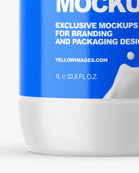 Dairy Bottle with Glossy Shrink Sleeve Mockup