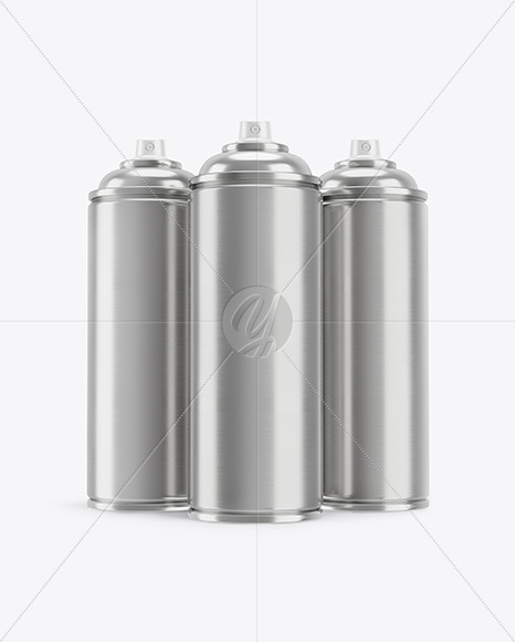 3 Metallic Spray Bottles Mockup