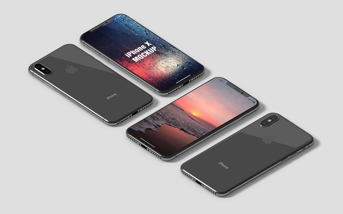 Isometric iPhone X Mockups Isometric iPhone X Mockups