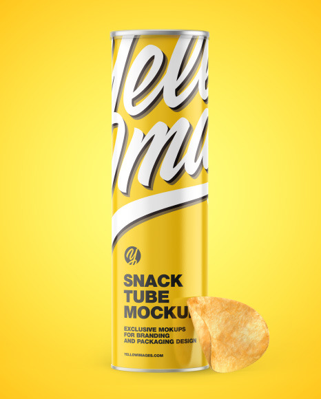 Glossy Snack Tube w/ Chips & Transparent Cap Mockup