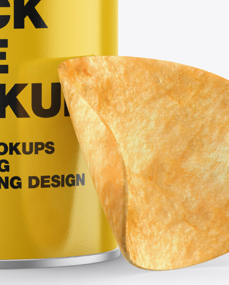 Glossy Snack Tube w/ Chips & Transparent Cap Mockup