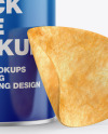 Glossy Snack Tube w/ Chips &amp; Transparent Cap Mockup