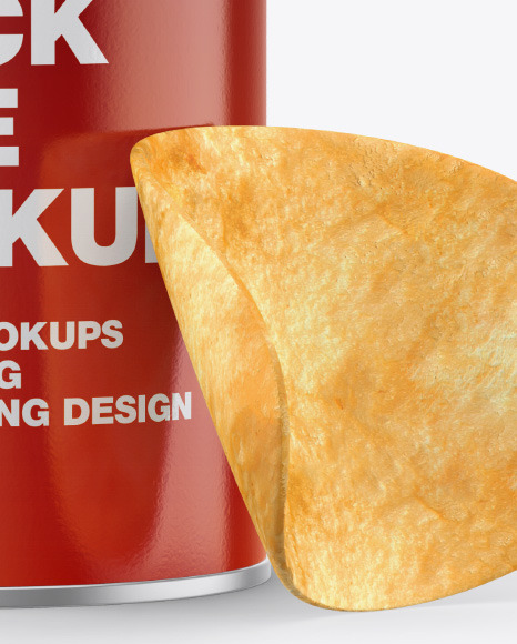 Glossy Snack Tube w/ Chips & Transparent Cap Mockup