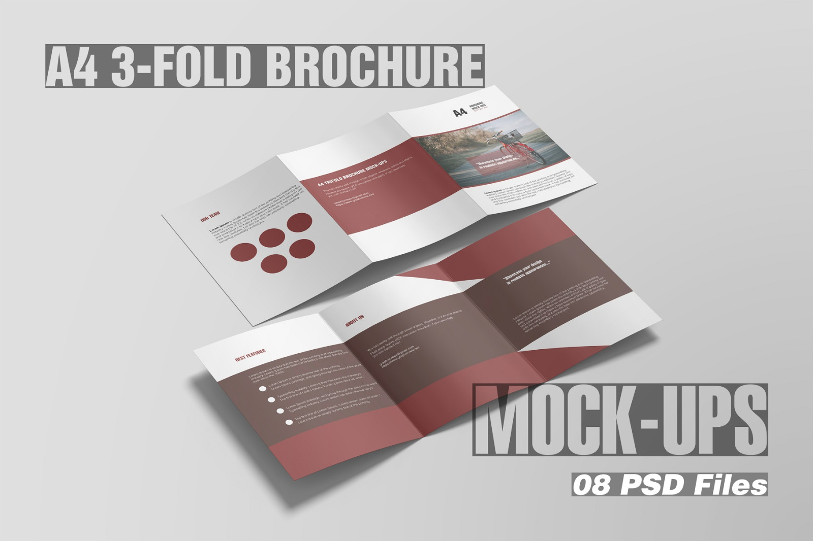 A4 Tri-fold Brochure Mockups