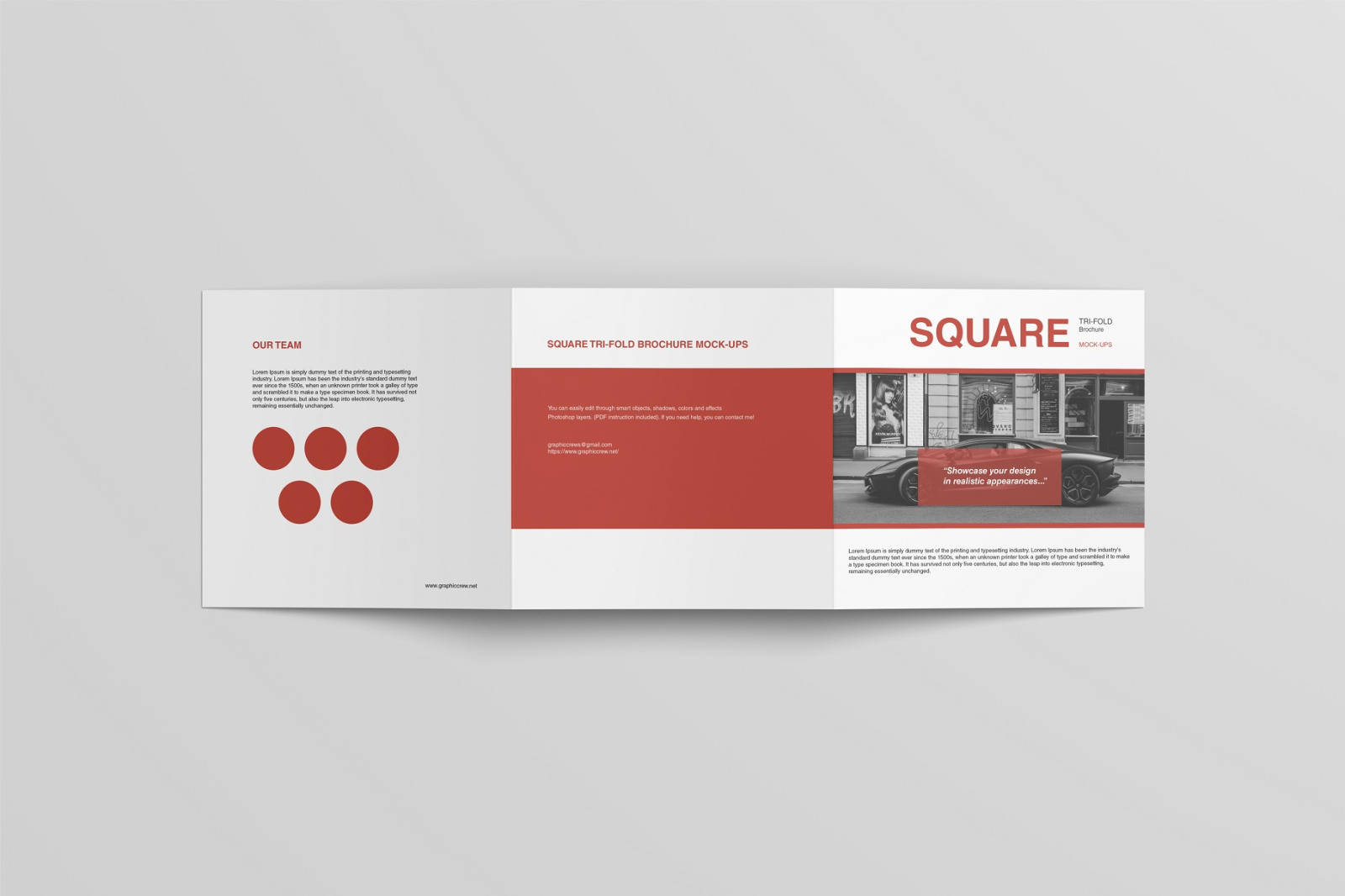 Square Trifold Brochure Mockups