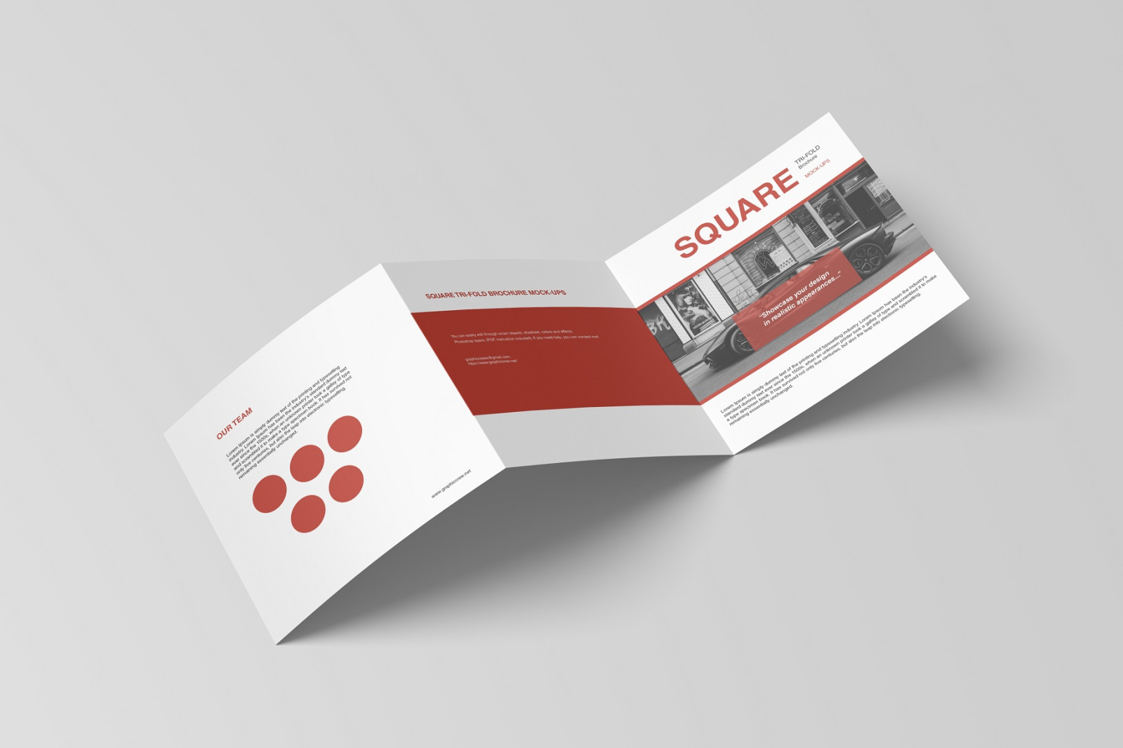 Square Trifold Brochure Mockups