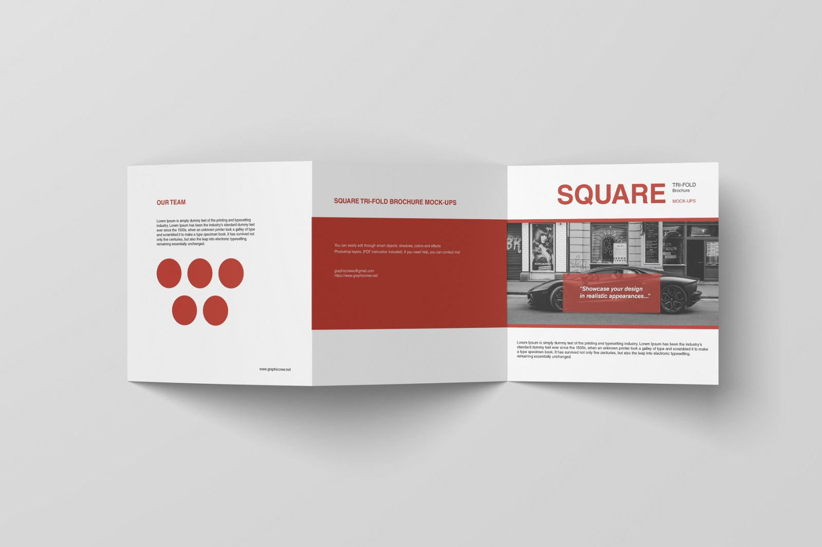 Square Trifold Brochure Mockups