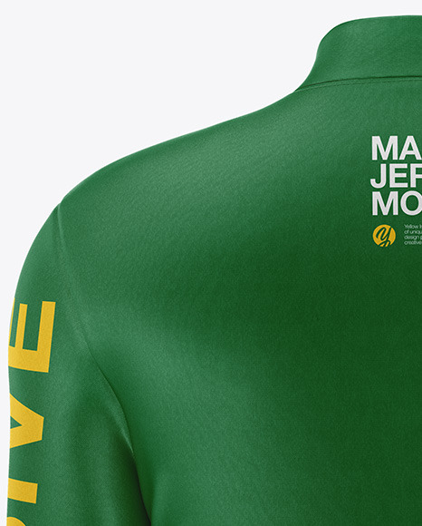 Men's Jersey With Long Sleeve Mockup - Back View