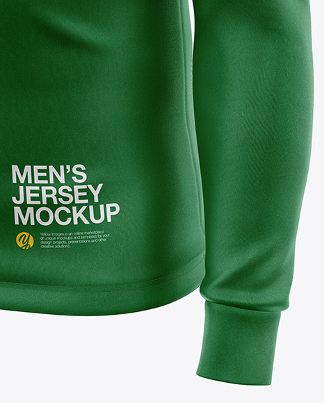 Men's Jersey With Long Sleeve Mockup - Front Half Side View