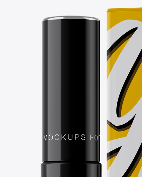 Glossy Mascara With Box Mockup