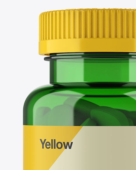 Green Pill Bottle Mockup - Front View