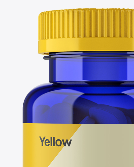 Blue Pill Bottle Mockup - Front View