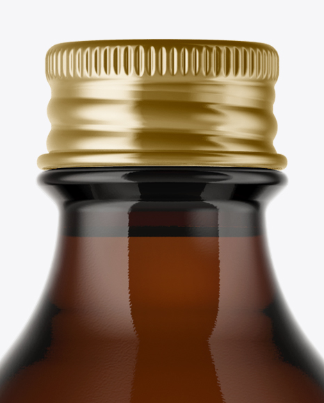 Amber Glass Bottle w/ Metal Cap Mockup