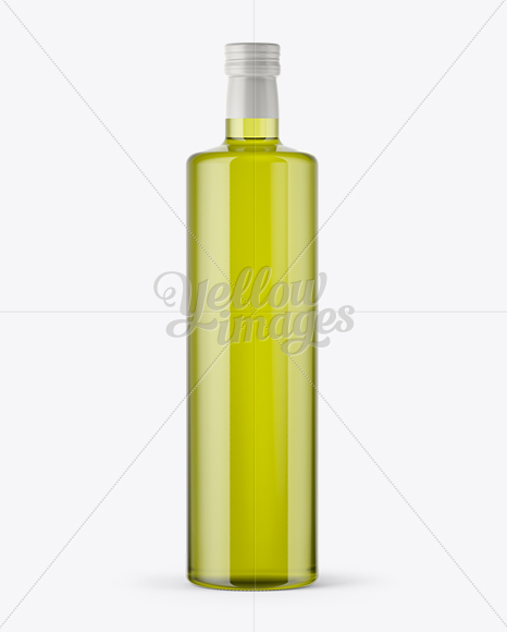 1L Clear Glass Olive Oil Bottle Mockup