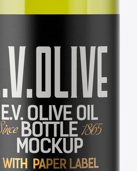 1L Clear Glass Olive Oil Bottle Mockup