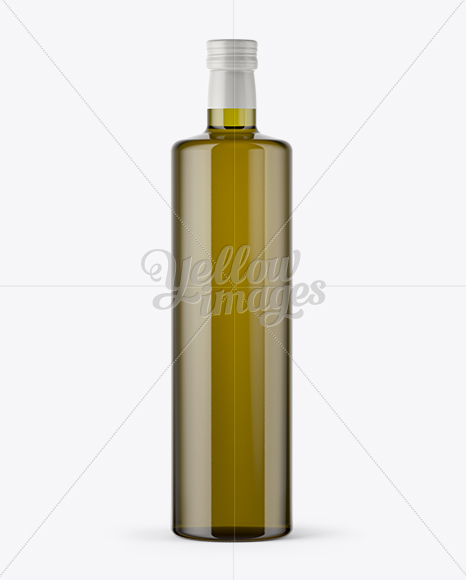 1L Antique Green Glass Bottle with Olive Oil Mockup