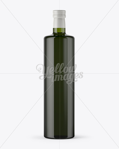 1L Green Glass Olive Oil Bottle Mockup