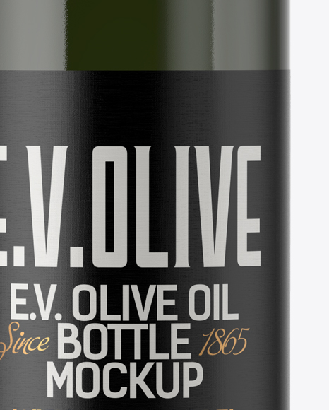 1L Green Glass Olive Oil Bottle Mockup