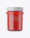 Glass Jar With Raspberry Jam Mockup - Eye-Level Shot