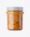 Glass Jar with Creamed Honey and Prunes Mockup - Eye-Level Shot