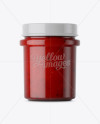 Glass Jar With Salsa Sauce Mockup - Eye-Level Shot